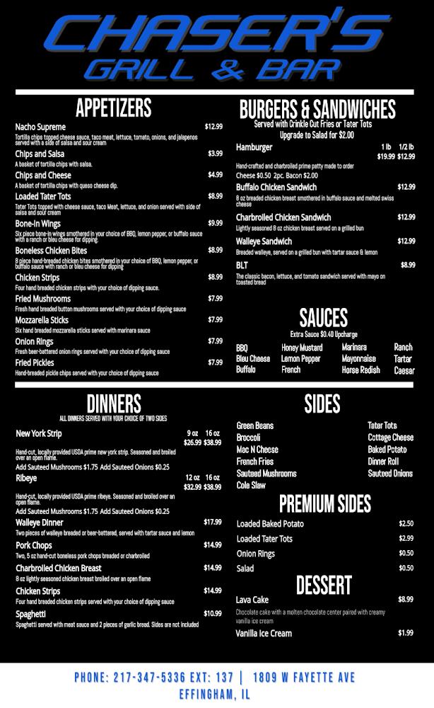 Chaser's Grill & Bar Menu image 1