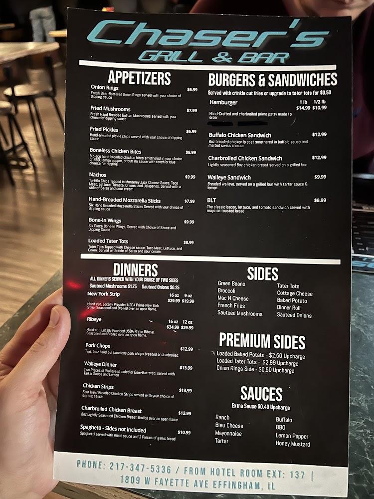 Chaser's Grill & Bar Menu image 2